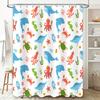 Underwater Animal Print Shower Curtain Home Decor for Bathroom Kids Bathing Room Decoration Waterproof Fabric Curtains (Blue)