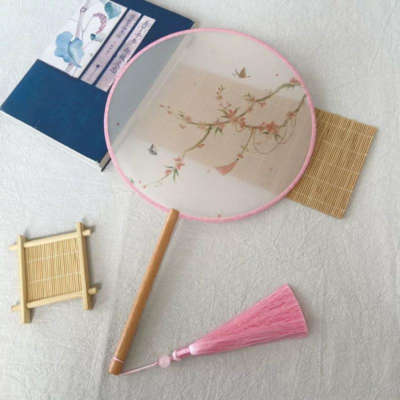 New Style Ancient-Style Semi-Transparent Round Fan for Dance, Hanfu Traditional Round Fan, Retro Classical Dance Chinese-Style Fan