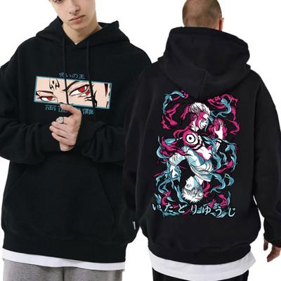 Anime Jujutsu Kaisen Print Hoodie Manga Itadori Yuji Ryomen Sukuna Graphic Hoodies Vintage Oversized Men Women Clothes