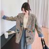Fashionable and Loose Gray Jacket with Graffiti Print for Women Autumn