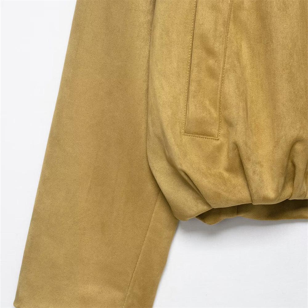 Women's Autumn Suede-Effect Slimming Bomber Jacket: Versatile European and American Style