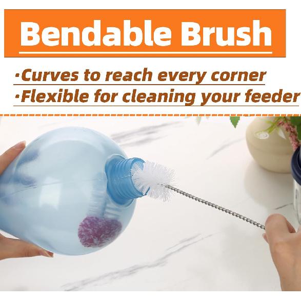 Hummingbird Feeder Cleaning Brushes, Versatile Bendable Cleaner Brush for Various Size Feeders, Gentle Bristles with Soft Tip, No Rust of Stainless