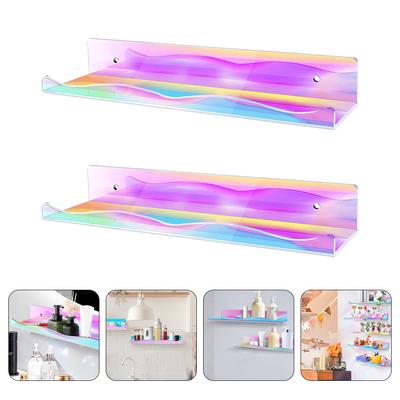 Iridescent Shelves Acrylic Floating Shelf Rainbow Display Shelf Clear Floating Bookshelf Sunglasses Essential Oil Picture Ledge