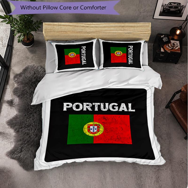 Portugal 3 Piece Bedding Set Soft Duvet Cover Set with Pillowcases Printed Bedroom Decor Set for Home