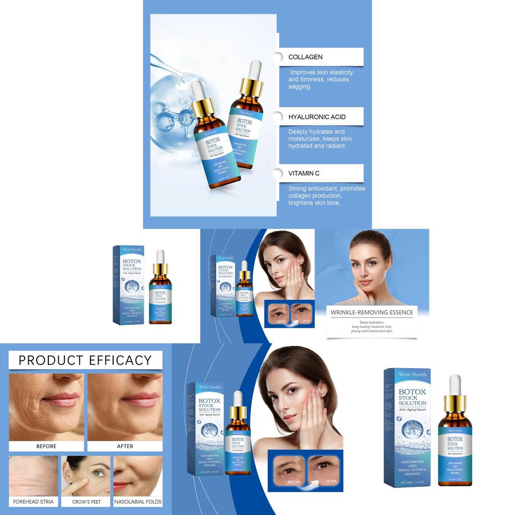 Esencia Facial de Colágeno West Month Serum Hidratante Humectante Fórmula Antienvejecimiento 30ml Para Piel Radiante