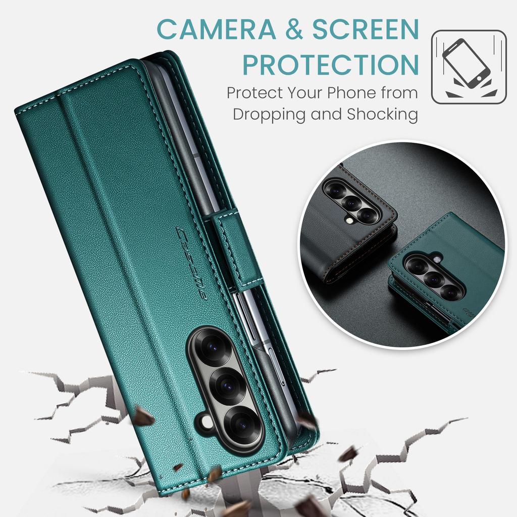 För Samsung Galaxy Z Fold7 5G Fodral CASEME 023-serien RFID-blockerande Läderplånbok Stöd Telefonfodral