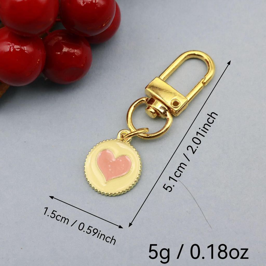 Hot Selling Simple Colored Heart Oil Drip Keychain Pendant