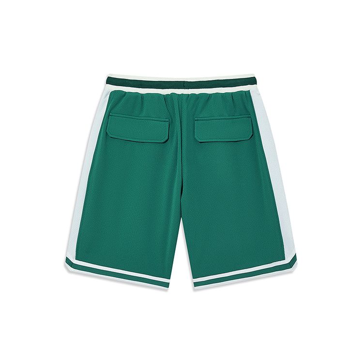 Li Ning Printed Letter Spliced Straight Leg Shorts Men Shorts Green AKST681-2