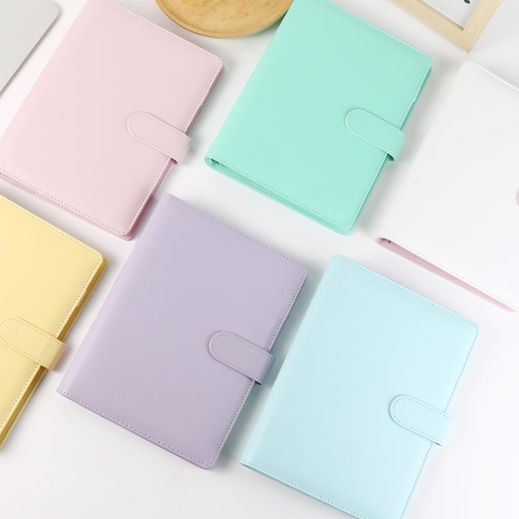 A5 Macaron Farbe PU Leder DIY Ordner Fotokarten Sammelbuch Tagebuch Agenda Planer DIY Einband Album Schreibwaren