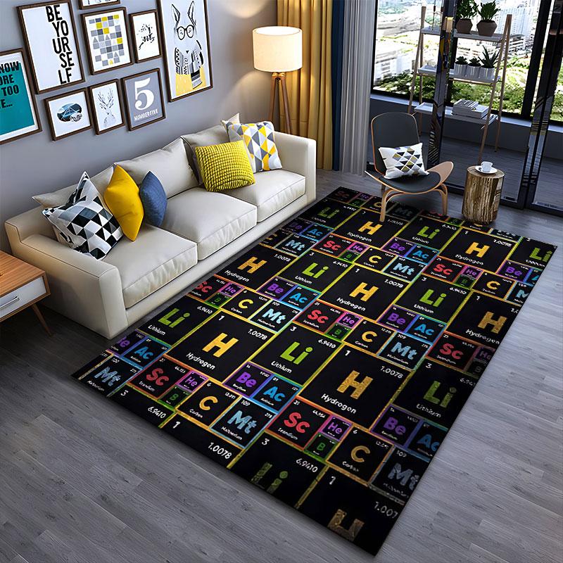Periodic Table Pattern Carpet suitable as a non-slip mat for the living room or bedroom sofa
