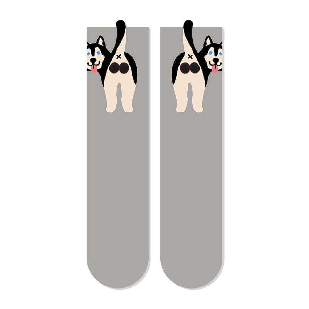 Soft Husky Dog Socks Breathable Dachshund Socks Whimsical Puppy Eggs Socks  All Seasons Husky