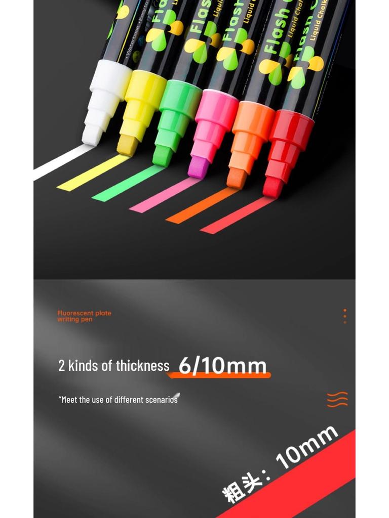 LED Fluorescencyjne Markery do Tablic - Na Bazie Wody, Wielokolorowe, Świecące Narzędzia do Pisania