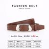 Womens Genuine Leather Belt With Zinc Alloy Buckle Slim 2.8cm Width Adjustable 100-110cm Versatile Casual Office Chic