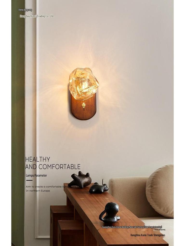 Japanese Retro Minimalist Ice Cube Wall Lamp for Living Room and Master Bedroom