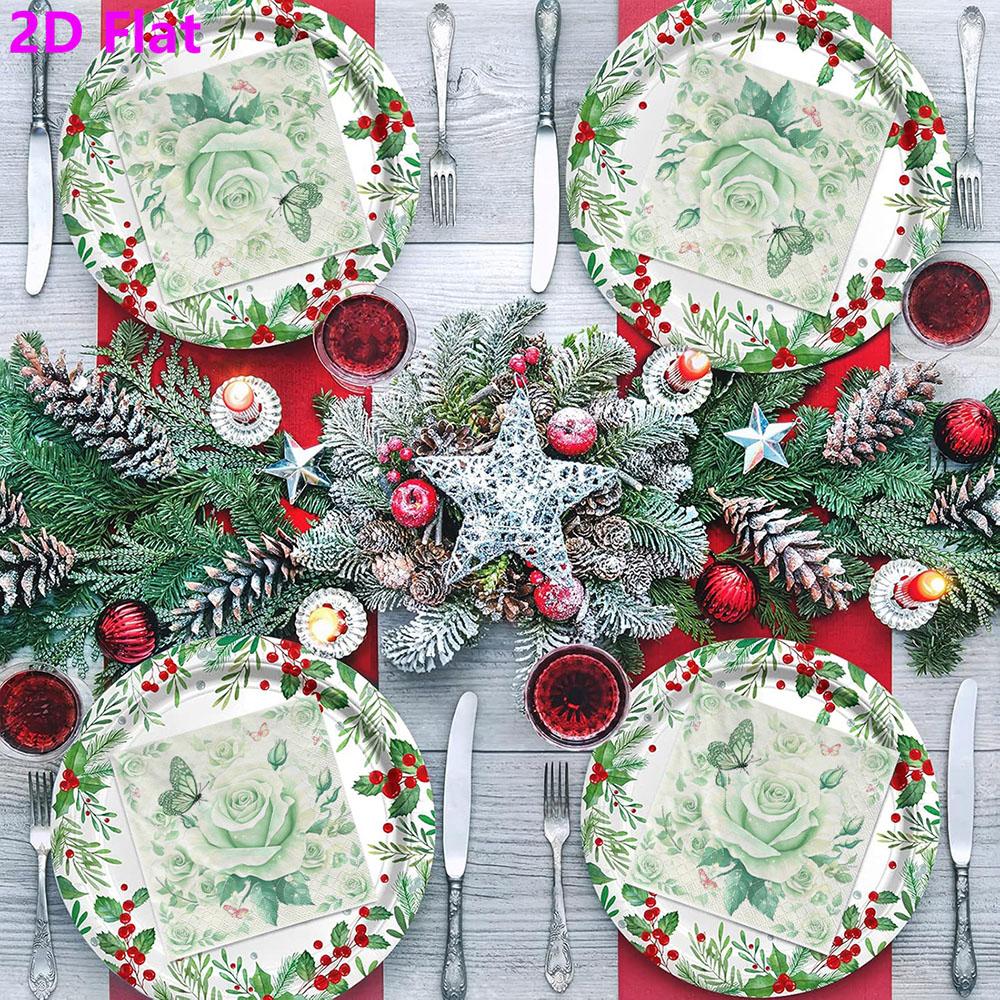 20pcs Disposable Napkins with Flower Pattern Print for Wedding,Parties,and Daily Use for Thanksgiving Fall Christmas Table Decoration