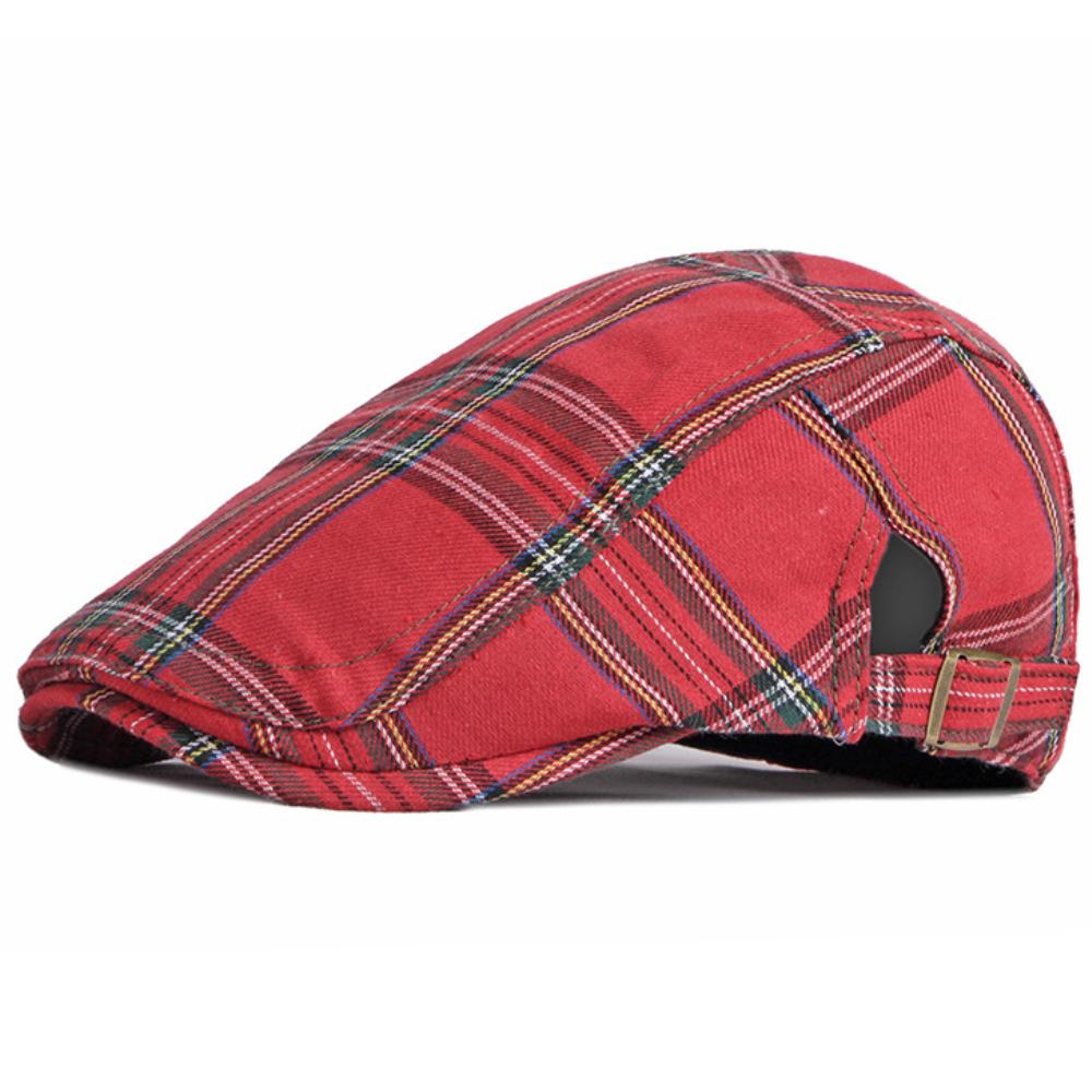 HT4159 Berets Spring Summer Cap for Men Women Retro Artist Painter Beret Hat Plaid Ivy Flat Cap Male Female Adjustable Beret Cap
