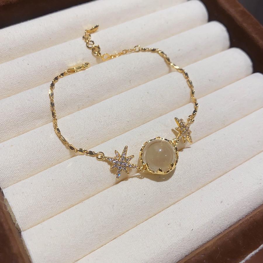 Elegant Zirconia Glass Flower Star Geometric Clavicle Necklace