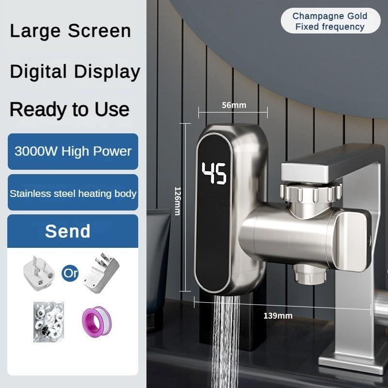Electric Faucet Stainless Steel Hot and Cold Dual-purpose Faucet Temperature Digital Display Electricity Isolation Instant Hot Water Faucet