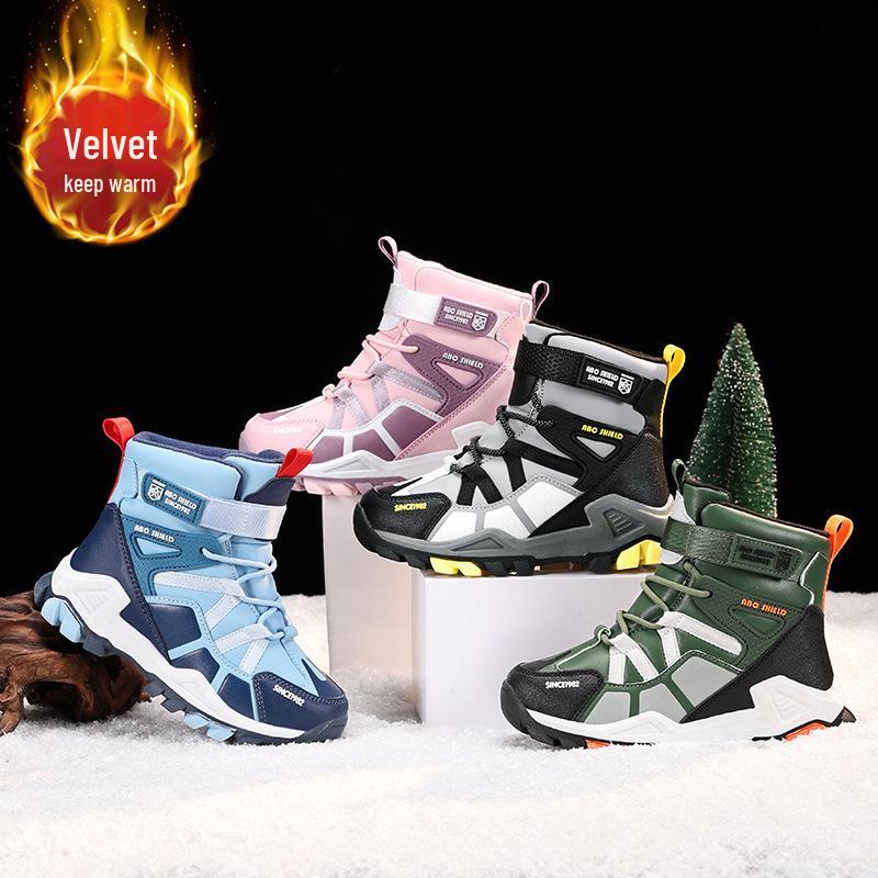 Children's Thickened High-Top Snow Boots for Boys - Warm, Cotton Lined, Cold-Proof Winter Shoes.