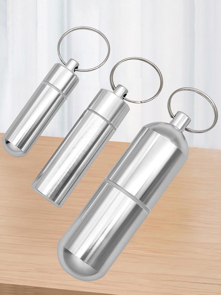 Schlüsselanhänger Pillendose Etui Flasche Tragbar Wasserdicht Ältere Erste Hilfe Pillendose Aluminiumlegierung für Outdoor Reisen Camping