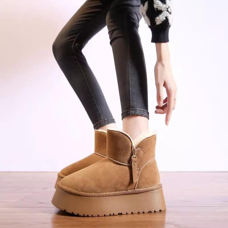 Snow boots women's 2025 winter new high-value side zipper non-slip and wear-resistant casual cotton shoes support