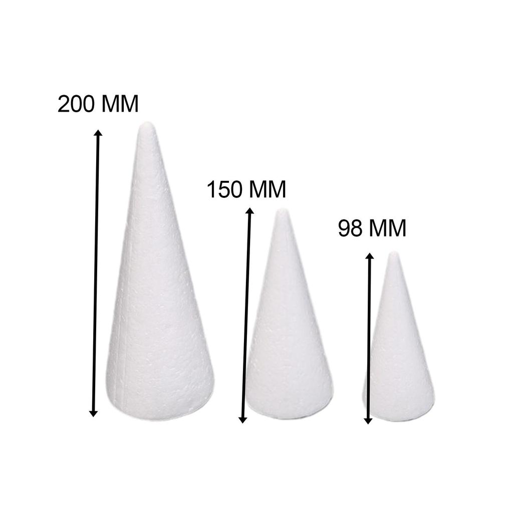 15x Craft Foam Cones DIY Home Project Cake Topper Christmas Tree for Table Centerpiece Celebration Party Activities Crafting
