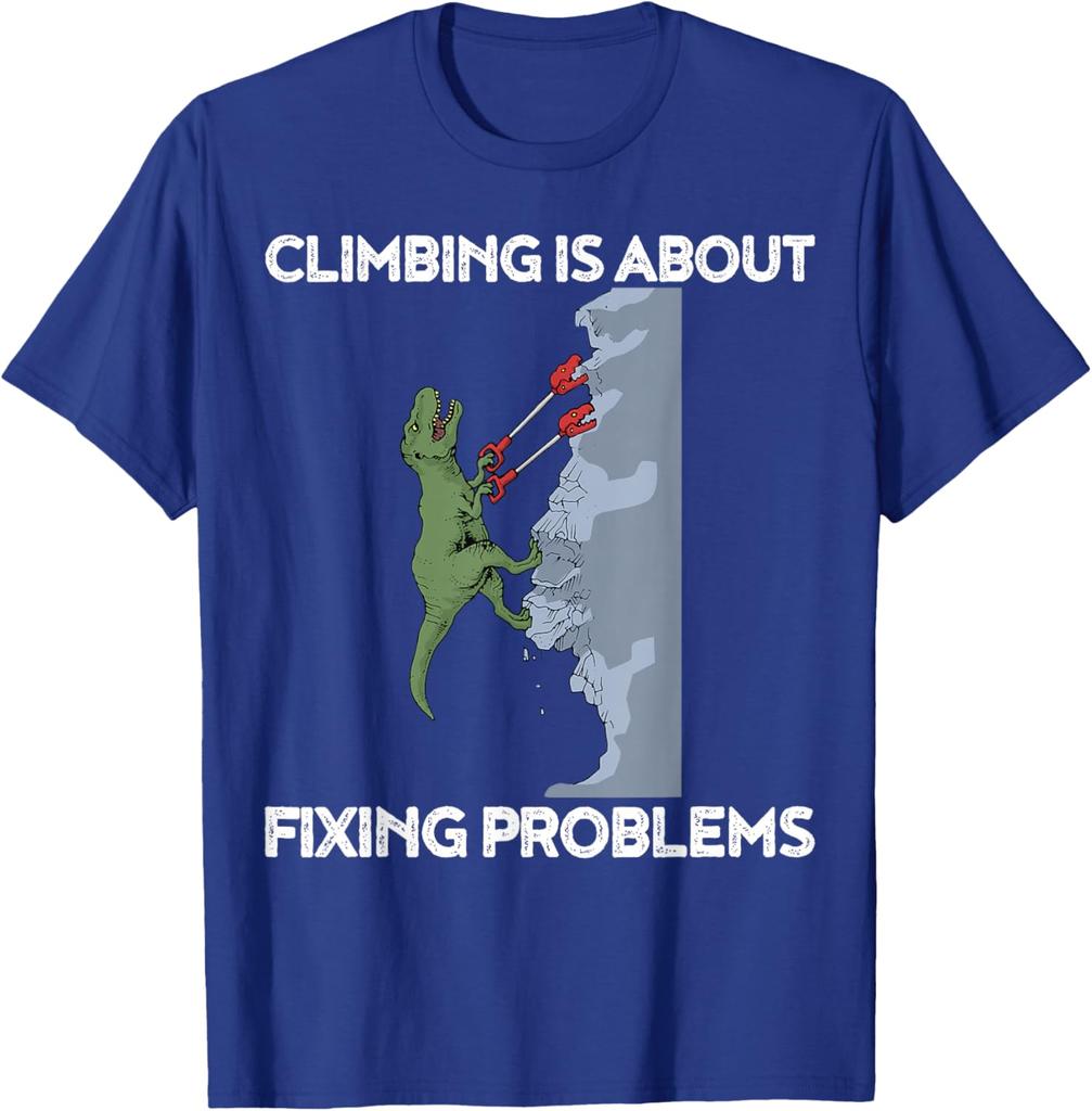 Funny Climbing TShirt TRex Rock Climber Dinosaur Tee TShirt