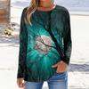 Women's Long Sleeve Pullover Sweatshirt Halloween Print Round Neck Casual Top Lightweight Comfortable Fit