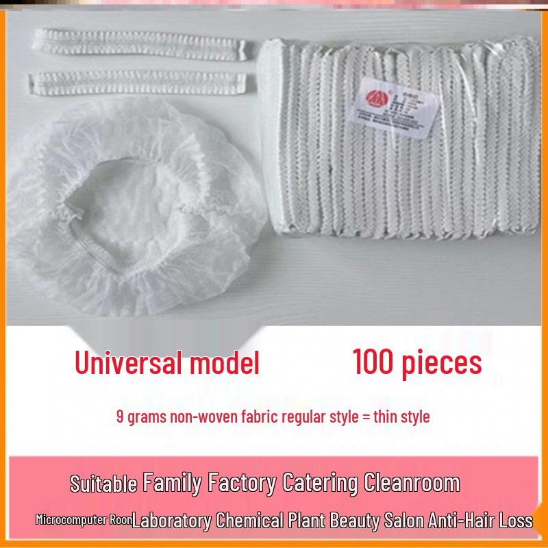 Disposable Black Hairnet Cap - Non-woven Fabric for Industrial Use