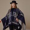 Solid Color Striped Shawl Cardigan: Warm, Versatile Imitation Cashmere Scarf for Autumn and Winter