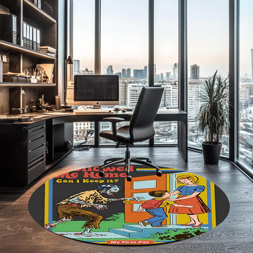 Steven Rhodes Printed Round Rug Carpet Chair Rug Area Rug Entryway Doormats,for Office Chair Living Room Bedroom Kitchen Room.
