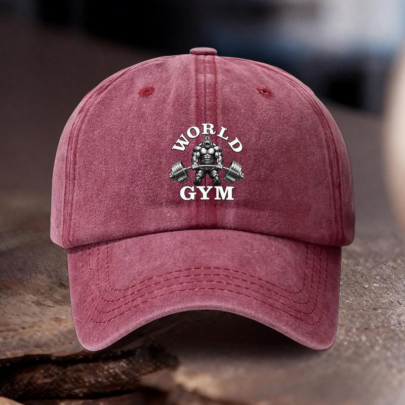 pc Adjustable Hat with World Gym Printed Pattern Unisex And WomenS Outdoor Athletic Style Ideal Gift for Gym Training Outdoor
