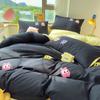 Gu Ling Wei Washed Cotton Four-piece Set Cartoon Dopamine Quilt Cover Sheet Dormitory Three-piece Set
