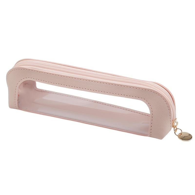 PVC Zipper Pencil Case, Transparent Pencil Case Storage Box, Toiletries Storage Box, Pen Storage Box, Pencil Case, Travel Bag, Makeup and Beauty Bag 1 PCS розовый