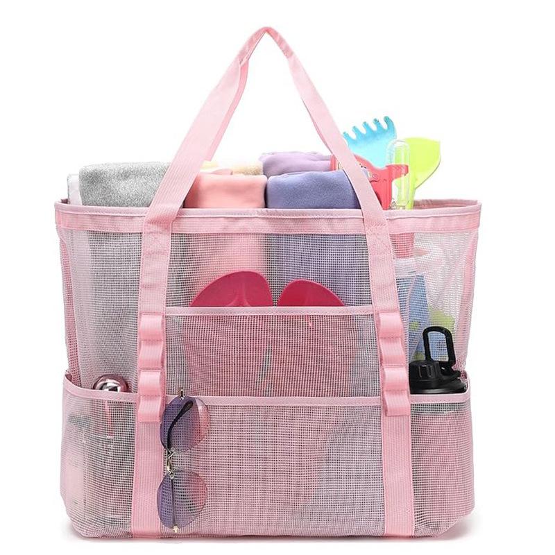 Foldable Mesh Beach Bag - Multifunctional Swim & Toiletries Storage