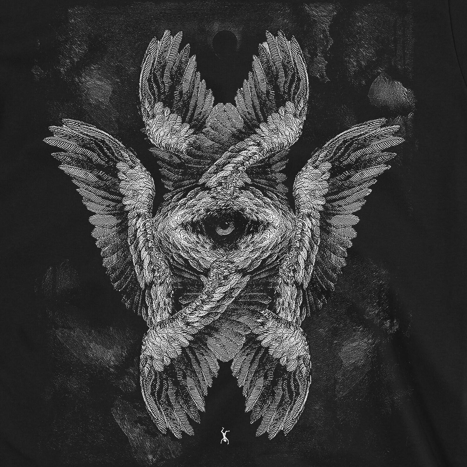 Celestial Seraphim T-Shirt | Angelic Vision Tee | Mystical Wings Graphic Shirt M