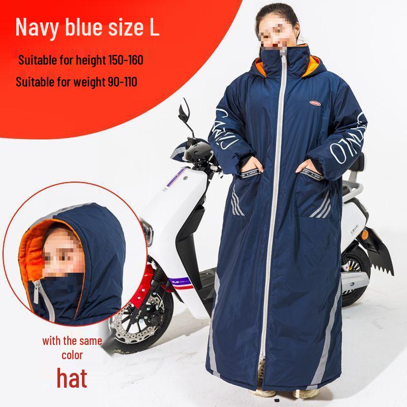 Women's 40° Winter Cycling Suit - Electric Vehicle Style, Northeast Cold-Proof, Below Zero Windproof Quilted One-Piece Windbreaker