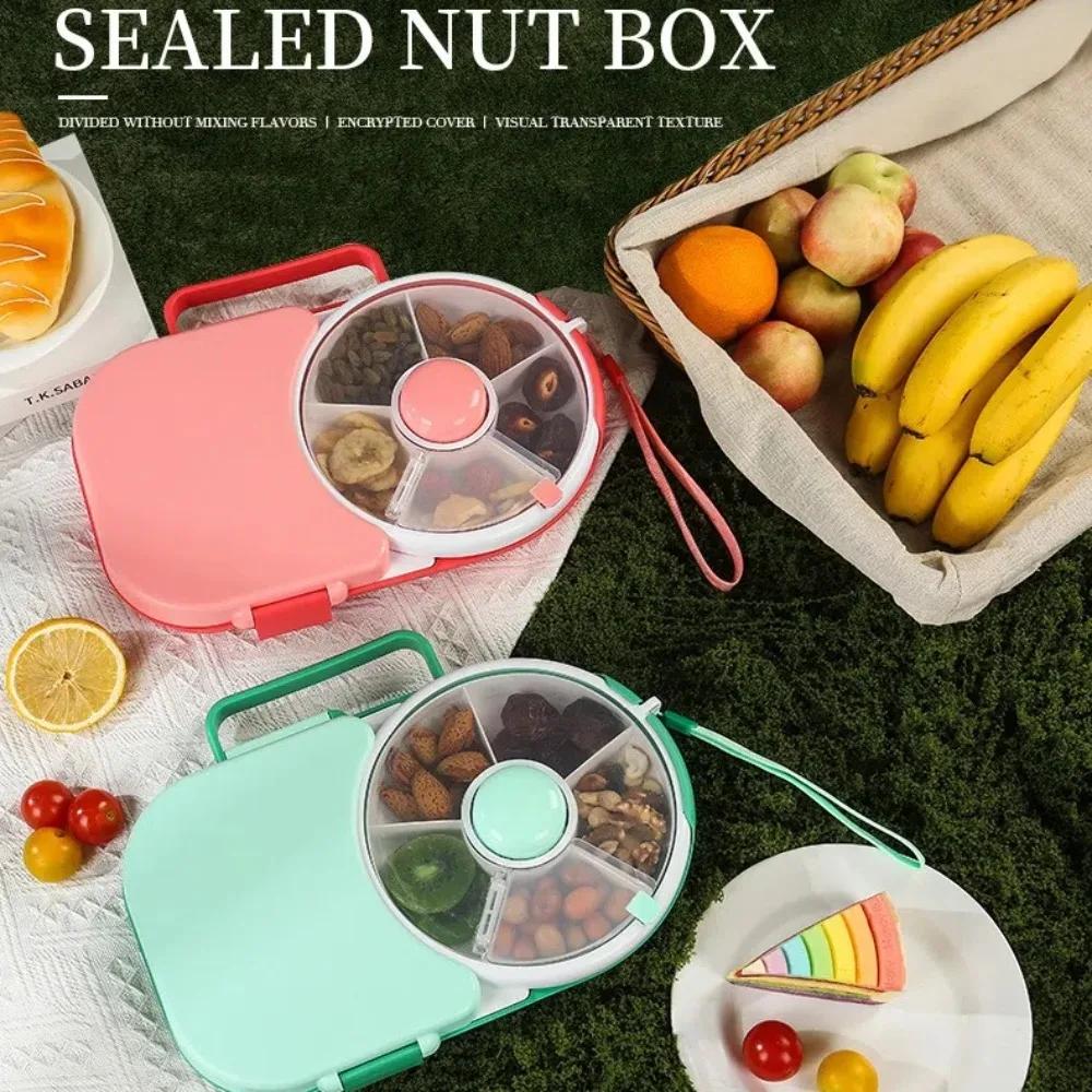 Mittagessenbox Drehbar 5 Fächer Bento Camping Mahlzeitbox Snack-Organizer Auslaufsicherer Deckel Tragbarer Mittagessensbehälter für Erwachsene Kinder Geschenk