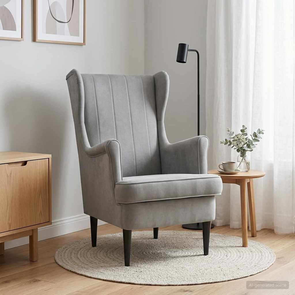 Armchair Light Grey Velvet