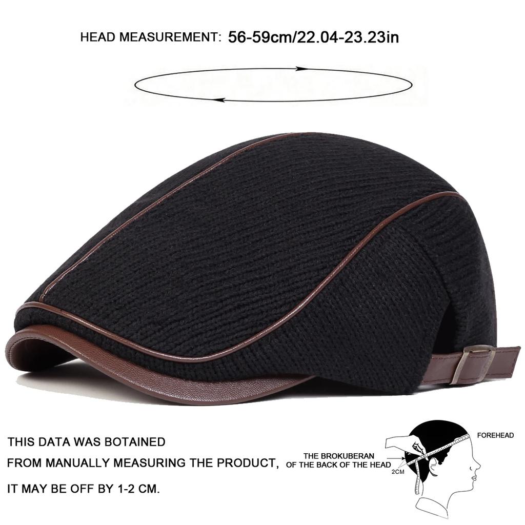 Men Solid Color Knitting Newsboy Caps Autumn Winter British Painters Hats Side Buckle Adjustable Flat Cap Hip Hop Berets