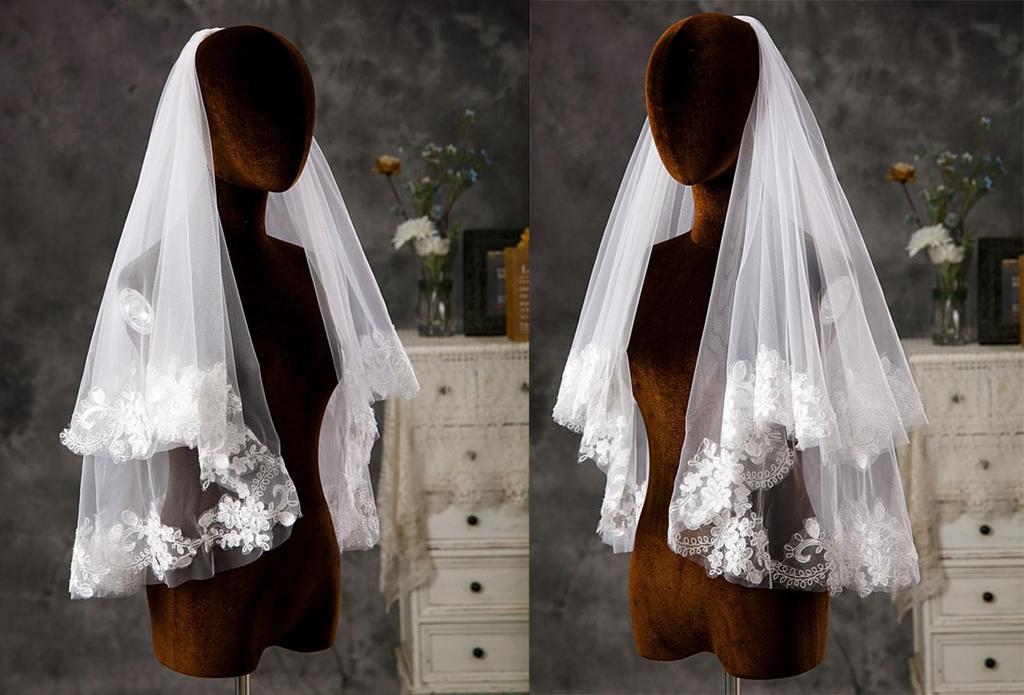 Wedding Lace Bridal Down Bridal Veil with Beautiful and Stylish for and Parties DRASAWEE(JP) Veil, Veil, Two-Tiered Comb, Weddings, Photoshoots,