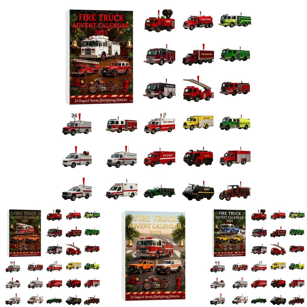 Julräddningsfordon Nedräkningskalender Akryl Julgransprydnad Med 24 Överraskningstillbehör För Julklappsutbyte