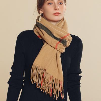 Women Scarf Autumn Winter Striped Plaid Warm Shawl Thick