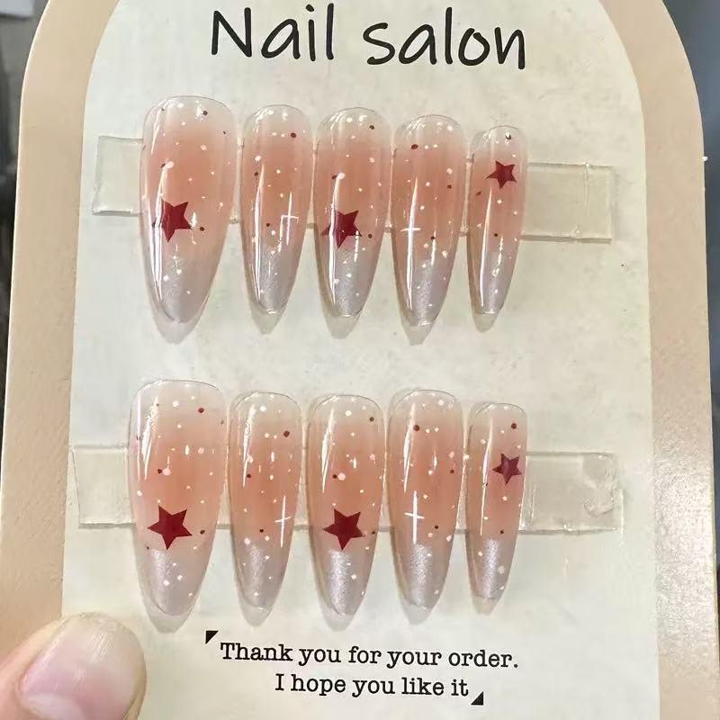 Pink Heart Bow French Cat Nails: Cute, Skin-Brightening Press-Ons for Students