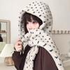 Korean Atmosphere Hat and Scarf Integrated Women's Autumn and Winter Thickened Warm Plush Hooded Scarf Two-piece Set Windproof and Cold-proof