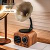 Vintage Gramophone Wood Grain Bluetooth Speaker – Creative Desktop Ornament and Birthday Gift