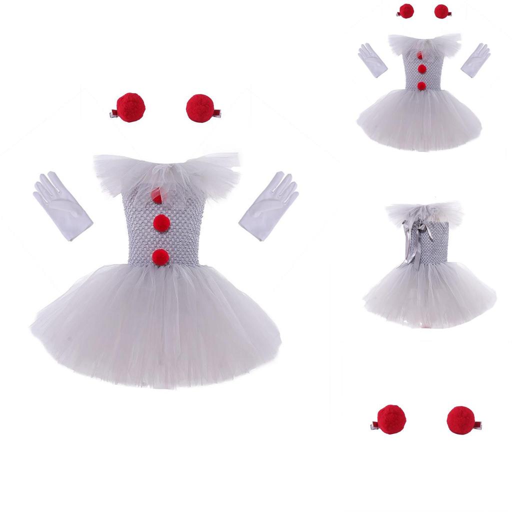 Soft And Fluffy Clown Girls Dress Set For Masquerade Parties