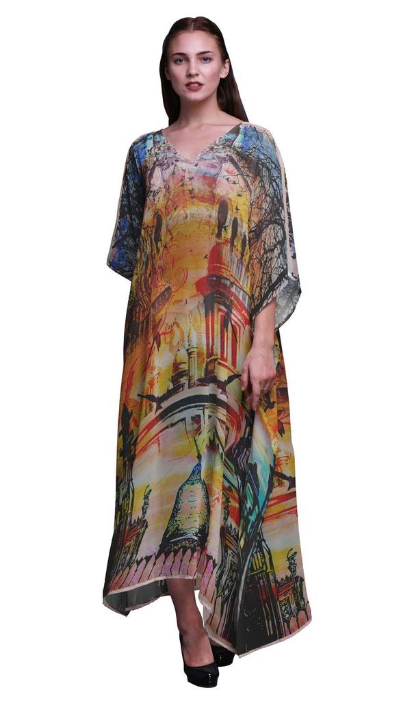Phagun Mughal Monuments Beach Kaftan Bikini Cover up Womena    s Maxi Dress Long