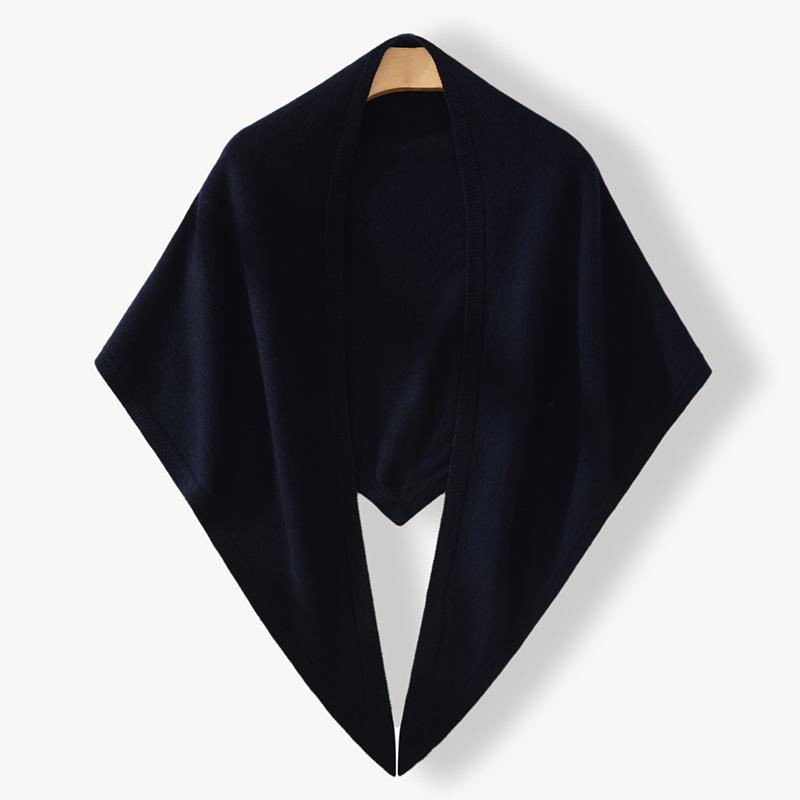 Women's 100% Pure Cashmere Triangle Scarf - Versatile & Casual Solid Color for Autumn/Winter