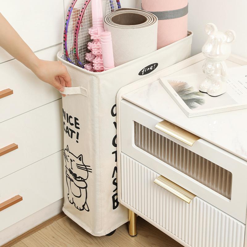 1pc Oxford Cloth Storage Basket Large-capacity Foldable Yoga Mat Fitness Equipment Storage Box Slit Storage Basket With Casters